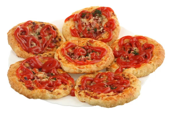 Die Leckere Pizza Wird Mit Ketchup Gegossen — Stockfoto