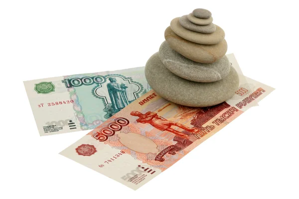 Pila Piedras Pequeñas Dinero Ruso Aislado Sobre Fondo Blanco —  Fotos de Stock