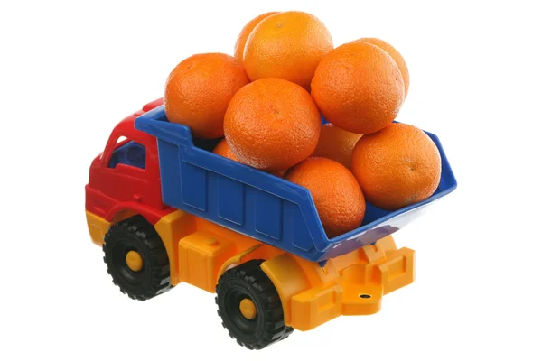 Teherautó Tangerine Elszigetelt Fehér Háttér — Stock Fotó