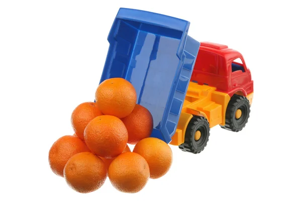 Tangeriner Lastbilen Isolerade Vit Bakgrund — Stockfoto