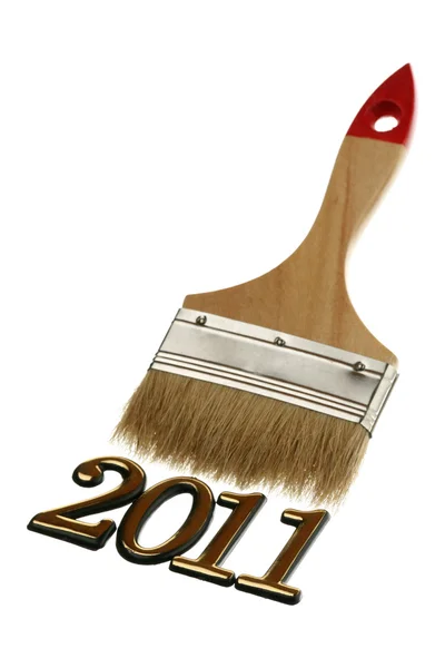 Number 2011 and brush — Stock Photo, Image