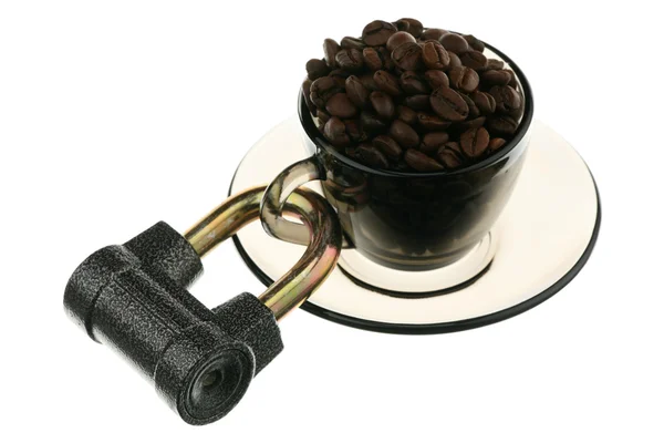 Cafeaua Sub Încuietoare Este Izolată Fundal Alb — Fotografie, imagine de stoc