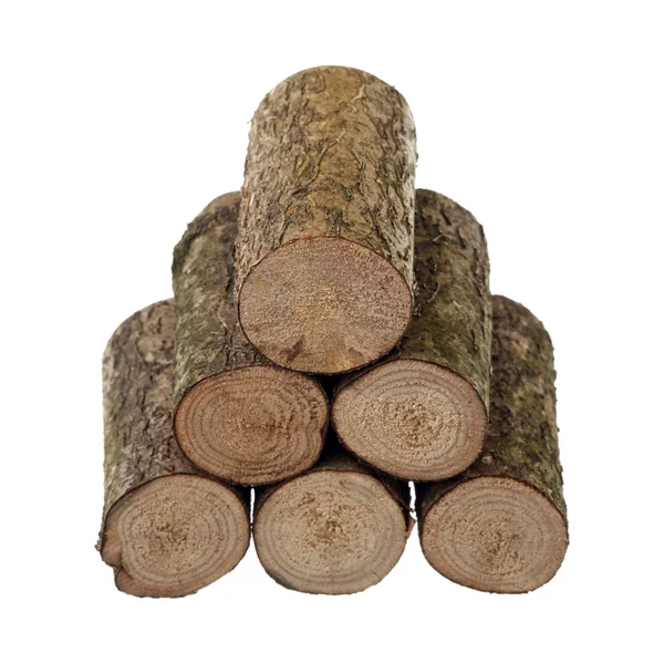 Six Logs Isolated White Background — Stock Photo, Image