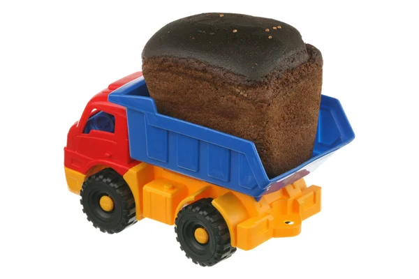 Braunes Brot Und Der Lkw Sind Isoliert Auf Weißem Hintergrund — Stockfoto