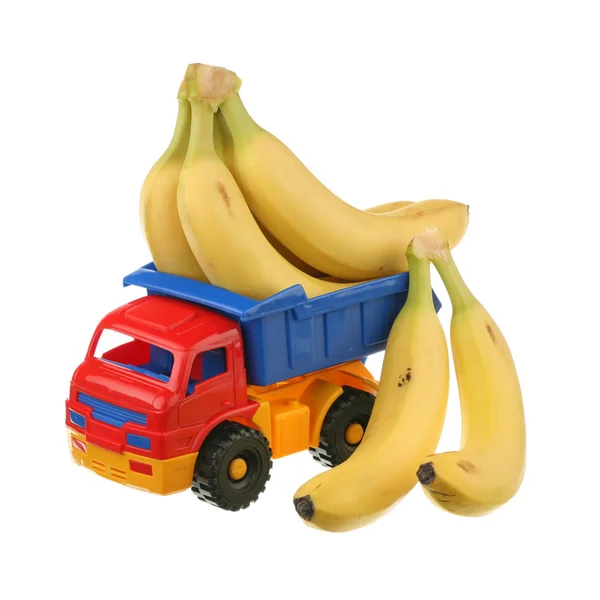 stock image Fresh bananas in the truck are isolated on a white background