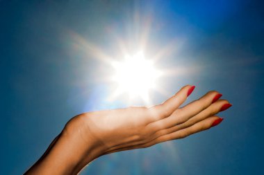 Hand and sun clipart