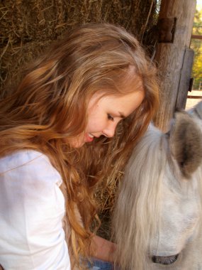 Girl and horse clipart