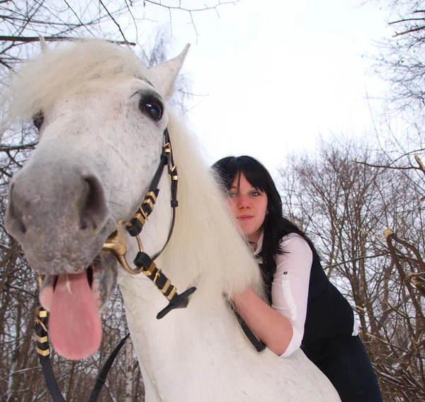 ผู้หญิงและม้า — ภาพถ่ายสต็อก