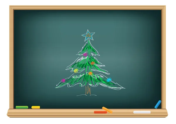 Drawing fir by a chalk — Stock Vector