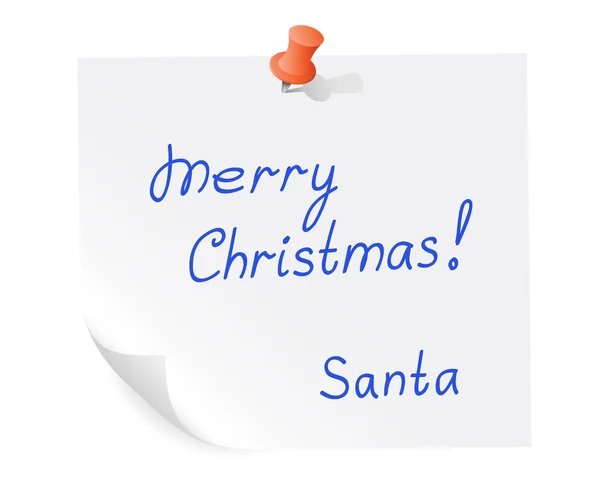 Santa meddelande på papper — Stock vektor