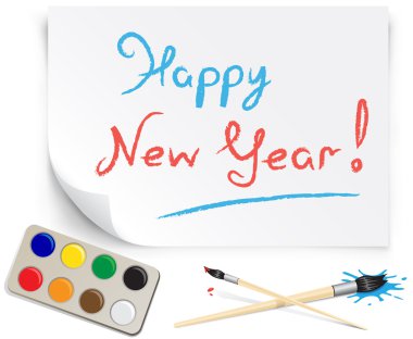 Children's drawing happy new year clipart