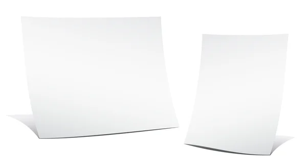 Два Пустых Листа Бумаги Белом Фоне — стоковый вектор
