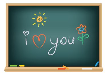 The message i love you on the school blackboard clipart