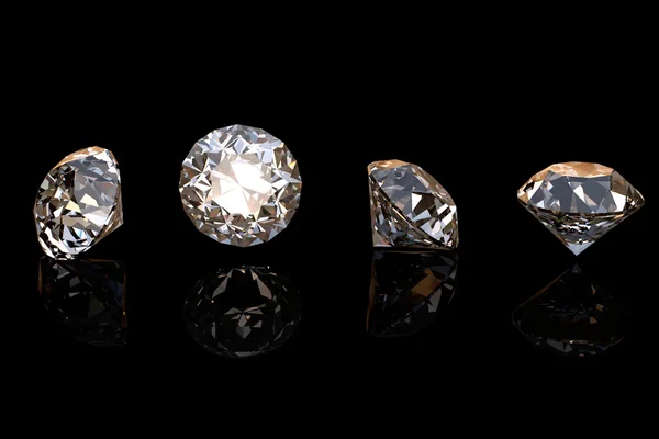 Tondo Brillante Taglio Diamante Prospettiva Sfondo Nero — Foto Stock