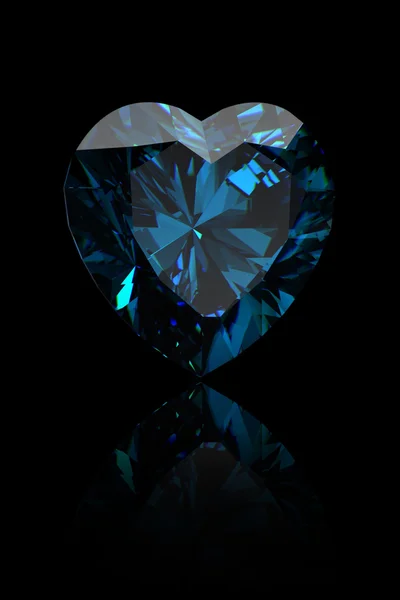 Драгоценная Форма Сердца Черном Фоне Голубой Топаз — стоковое фото