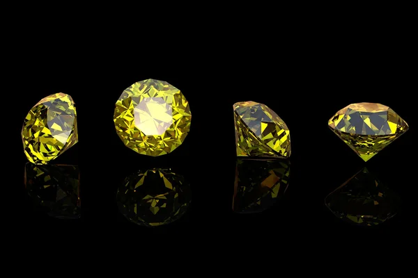 Yellow Sapphire Isolated Black Background Gemstone — Stock Photo, Image