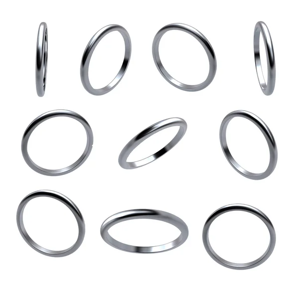 Collection of silver wedding rings isolated — Stock Photo, Image