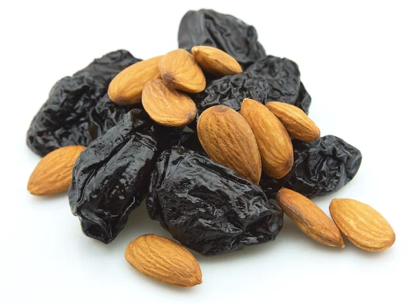 Prunes and almond — Stock Photo, Image
