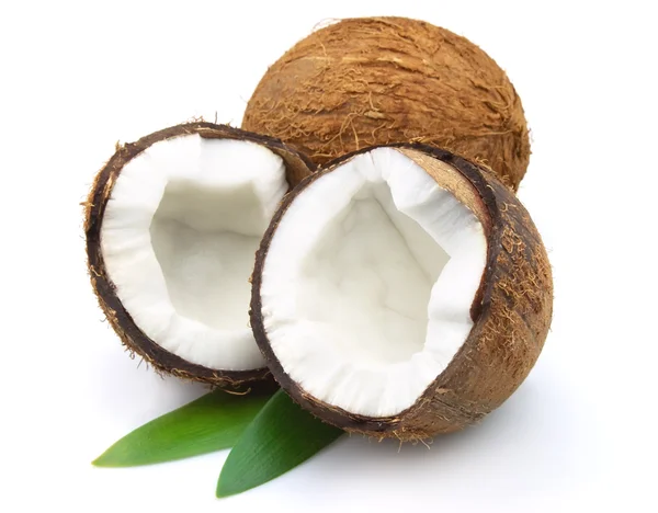 Coconut with leaves — Stock Photo, Image