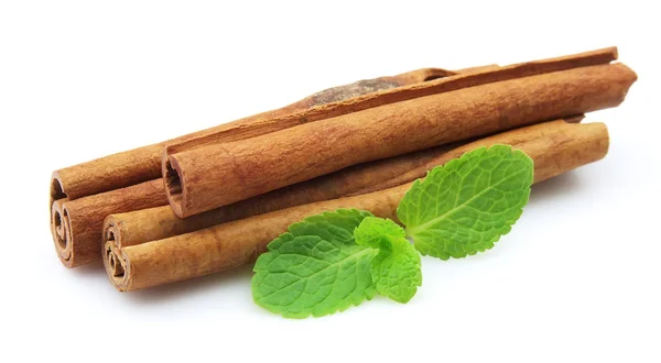 Cinnamon with mint — Stock Photo, Image