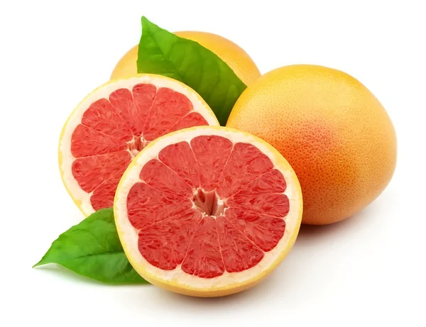 Rijp Grapefruit Met Bladeren Clouse Omhoog — Stockfoto
