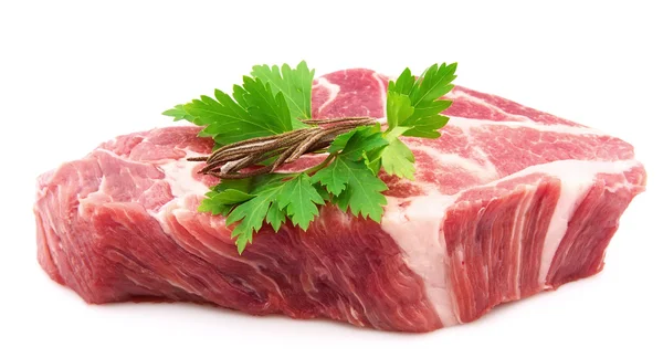 Crude Meat Parsley Rosemary — Stock Photo, Image