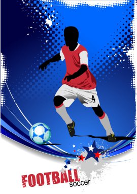 Poster futbol futbol oyuncusu. d renkli vektör çizim