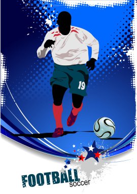 Poster futbol futbol oyuncusu. d renkli vektör çizim
