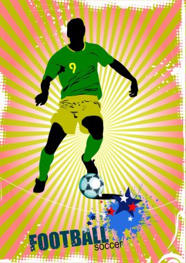 Poster futbol futbol oyuncusu. d renkli vektör çizim