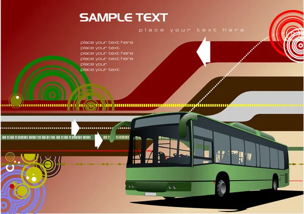 Fond abstrait hi-tech avec l'image du bus de la ville. Illustrtra vectoriel — Image vectorielle