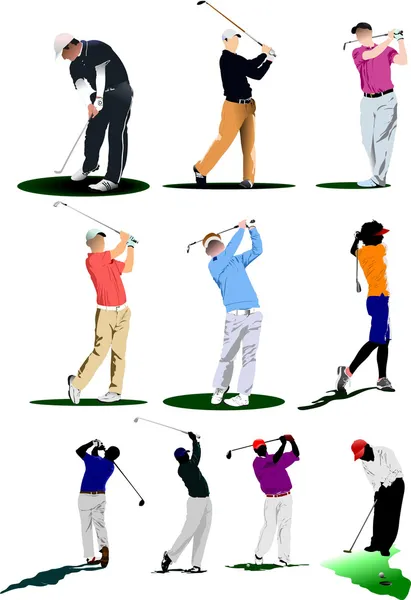 On golf oyuncuları. vektör çizim — Stok Vektör