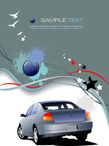 Szürke háttér kék autó. Vektoros illusztráció — Stock Vector