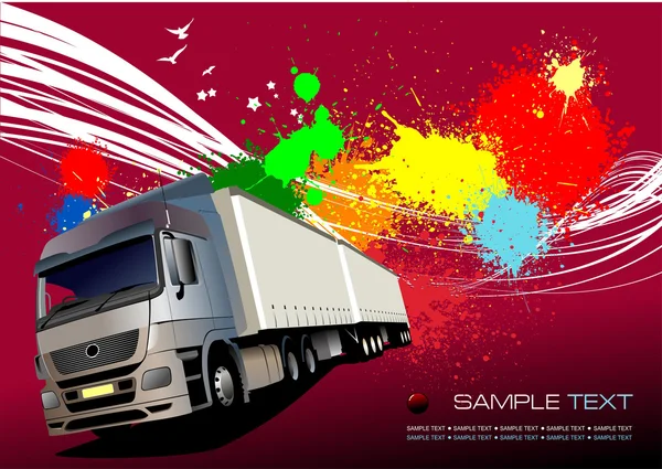 Diep paarse zakelijke achtergrond met vrachtwagen beeld. vector afb — Stockvector