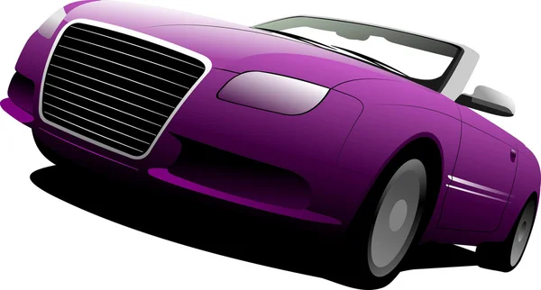 Purple cabriolet on the road. Vector illustration — Wektor stockowy