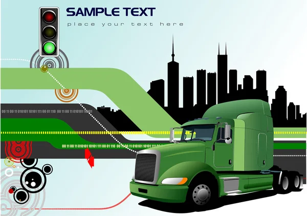 Fond abstrait hi-tech avec image de camion. Vecteur — Image vectorielle