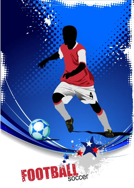 Poster jugador de fútbol. Ilustración vectorial coloreada para d — Archivo Imágenes Vectoriales