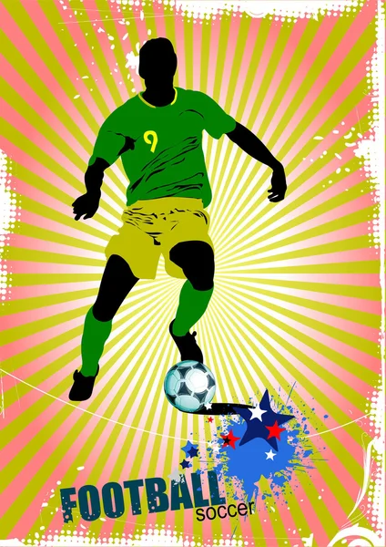 Футболист с плаката. Цветная векторная иллюстрация для d — стоковый вектор