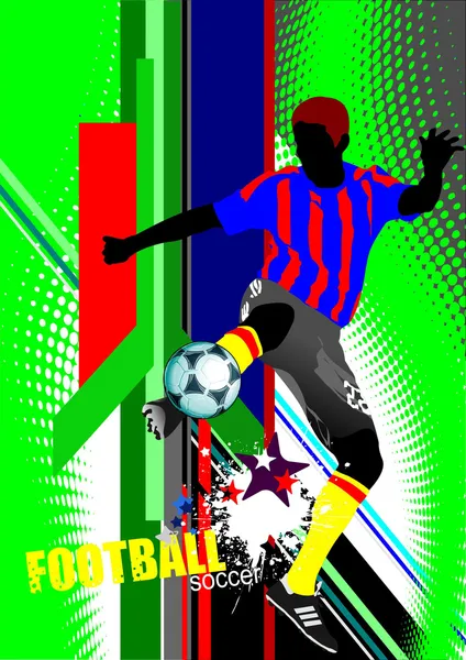 De poster van de voetbal. voetbalspeler. gekleurde vectorillustratie voor — Stockvector