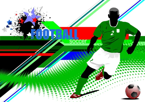 Póster de fútbol de la Copa Mundial. Jugador de fútbol. Vector de color illustr — Vector de stock