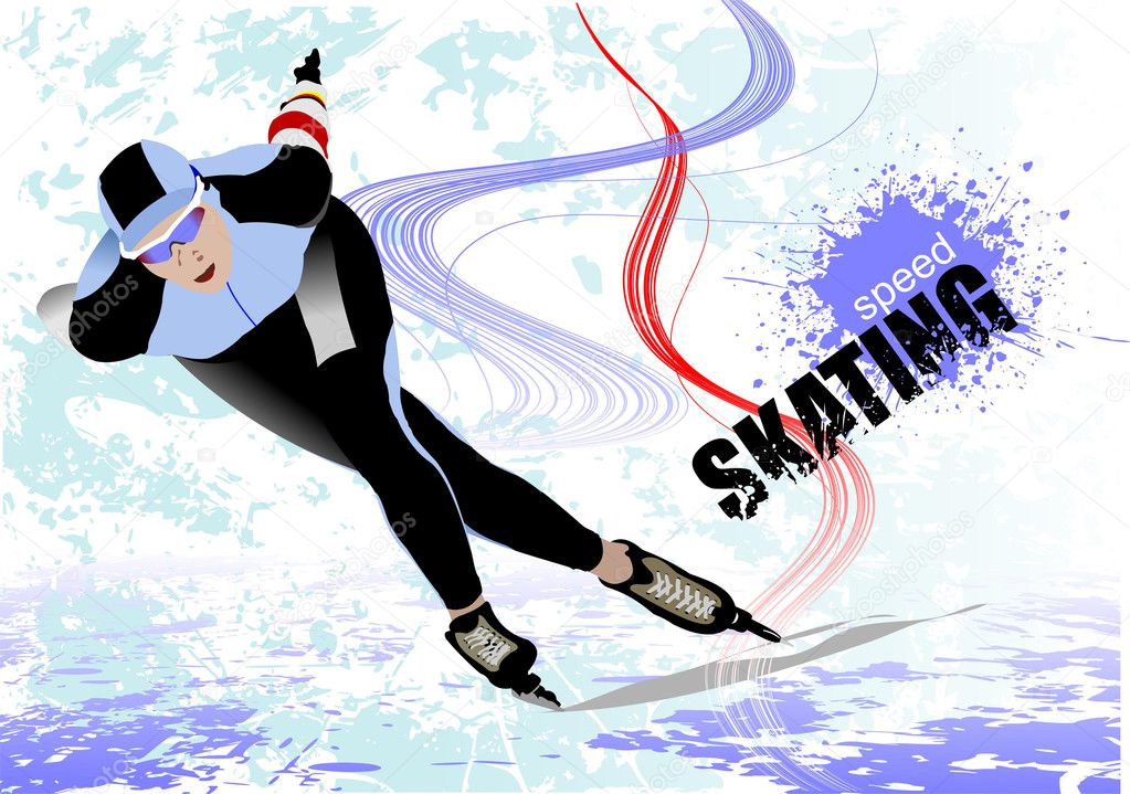 Poster Speed skating. Vector illustration