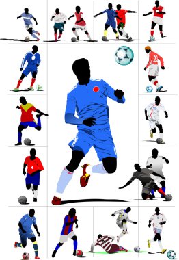 Futbolcular. Tasarımcılar için Renkli Vektör illüstrasyonu
