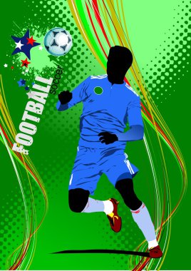 Poster futbol futbol oyuncusu. d renkli vektör çizim