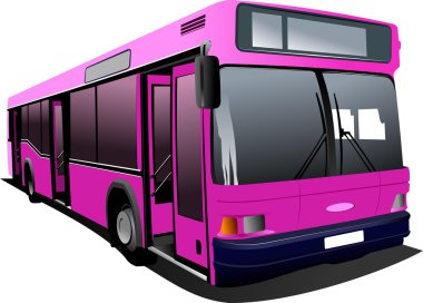 Pink city bus. Coach. Vector illustration clipart