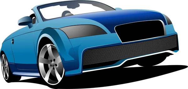 Blue cabriolet on the road. Vector illustration — Stock Vector