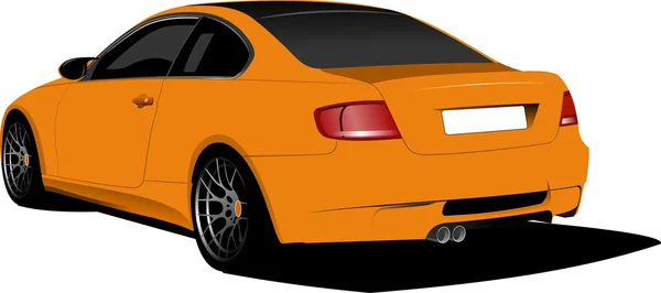 Orange car-coupe on the road. Vector illustration — Stock Vector