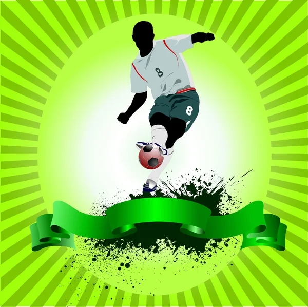 Poster jugador de fútbol. Ilustración vectorial coloreada para d — Vector de stock