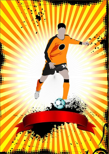 Poster jugador de fútbol. Ilustración vectorial coloreada para d — Vector de stock
