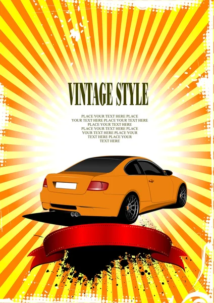 Oranžová svatební pozadí s obrázkem auta. vektorové ilustrace — Stockový vektor
