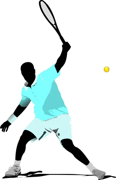테니스 선수. 디자이너들을 위한 컬러 Vector 삽화 — 스톡 벡터