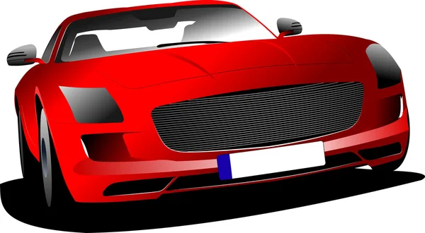 Carro vermelho na estrada. Ilustração vetorial — Vetor de Stock